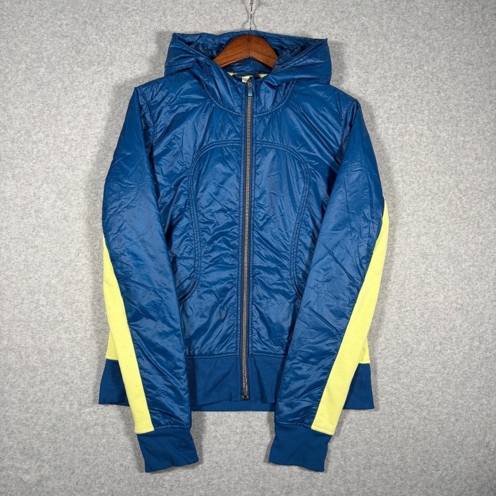 Lululemon Uba Hoodie Jacket Women 10 Blue Full Zip Puffer Athleisure
